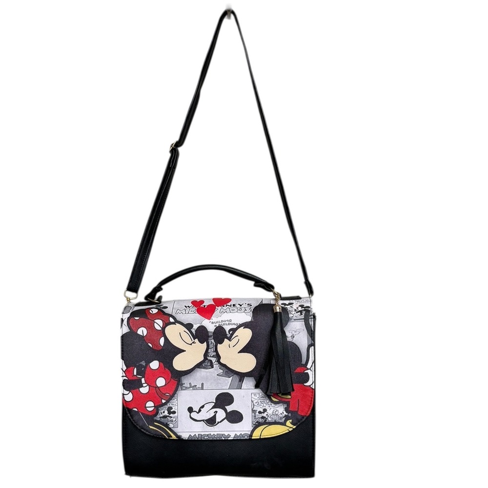 NWOT Disney Black‎ Mickey Minnie Comic Convertible Crossbody Backpack  Women's